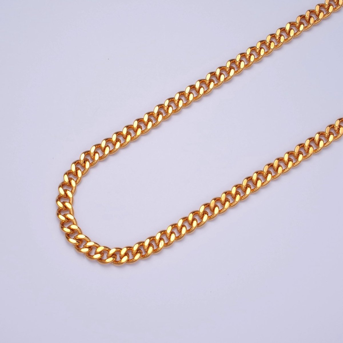 Miami Cuban Curb Link Unfinished Chain, 5mm 24k Gold Filled Chain 19.5 inch long | WA-1399 Clearance Pricing - DLUXCA