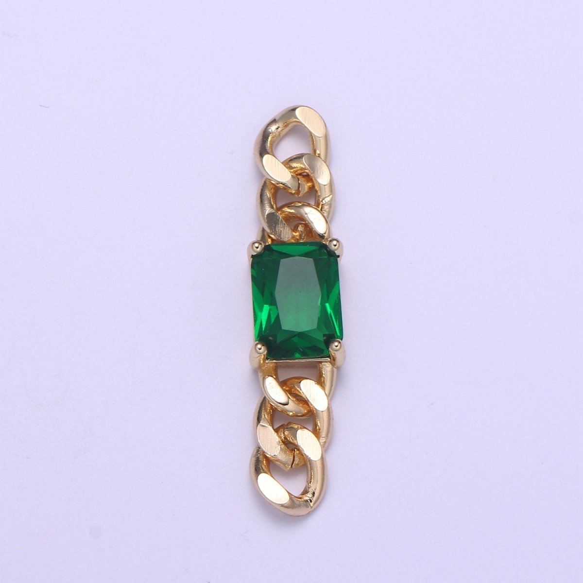 Miami Cuban Link Connector for Bracelet Necklace Jewelry Making Supply Emerald Green Cubic Charm Connector for Statement Jewelry Making F-677 - DLUXCA