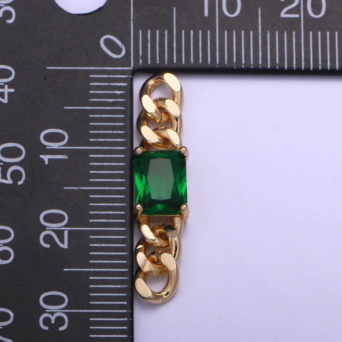 Miami Cuban Link Connector for Bracelet Necklace Jewelry Making Supply Emerald Green Cubic Charm Connector for Statement Jewelry Making F-677 - DLUXCA