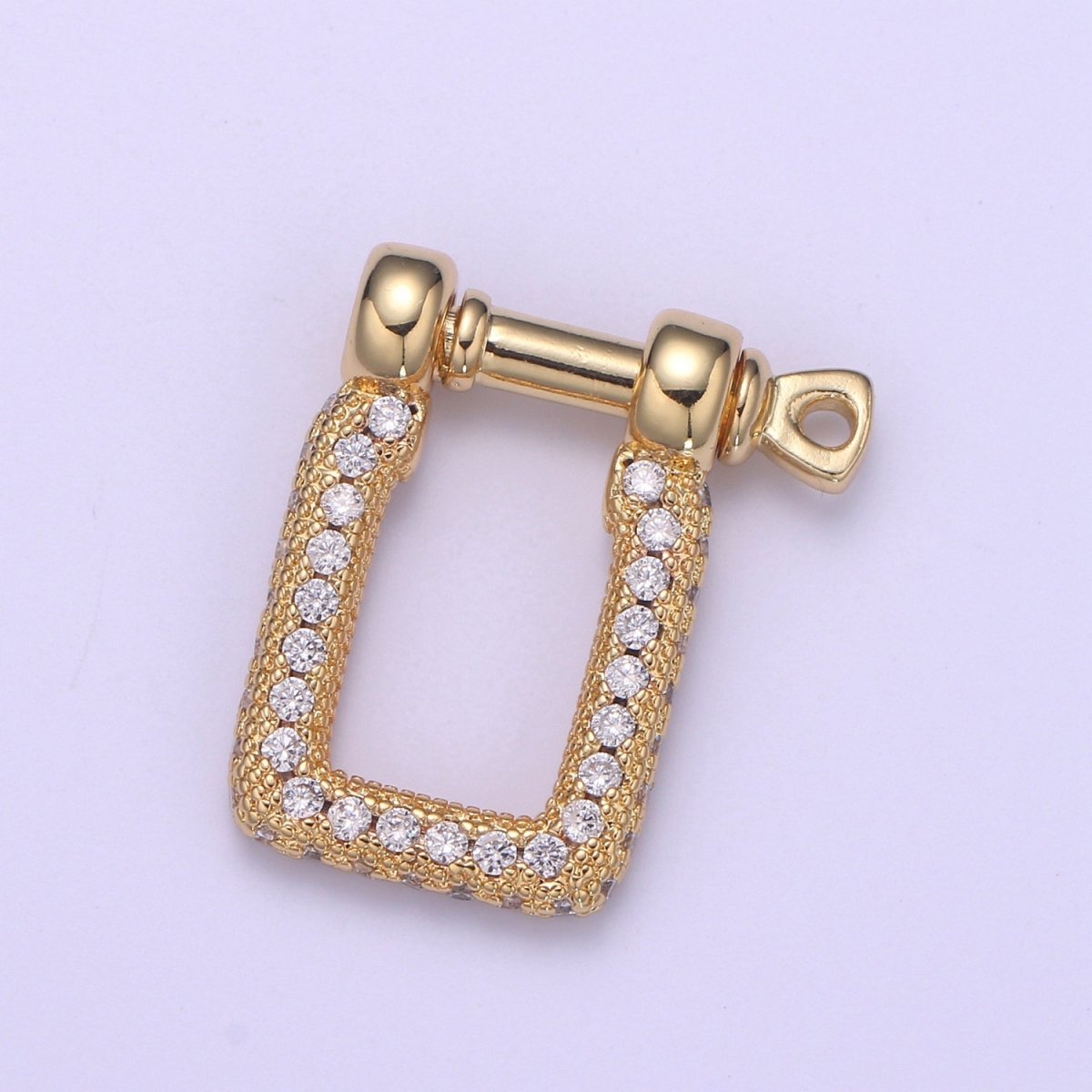 Micor pave Clasp Gold Filled Screw clasp lock, Anchor Shackle, Gold Rectangle Cz Bracelet Necklace Clasp Sailor Bracelet Clasp Supply L-259 - DLUXCA
