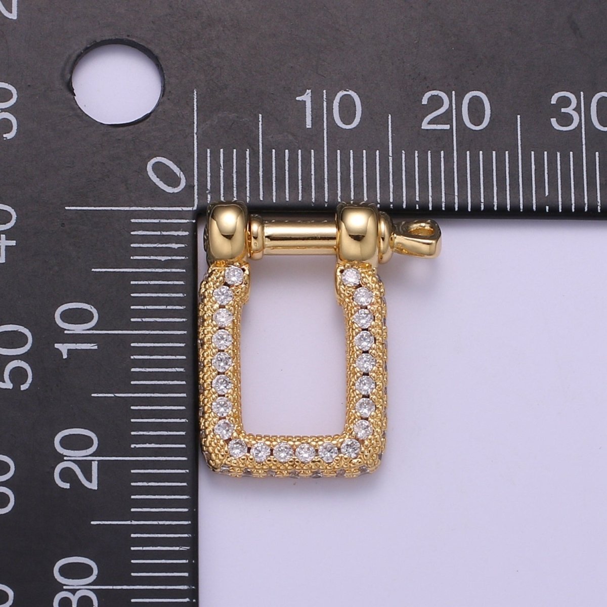 Micor pave Clasp Gold Filled Screw clasp lock, Anchor Shackle, Gold Rectangle Cz Bracelet Necklace Clasp Sailor Bracelet Clasp Supply L-259 - DLUXCA