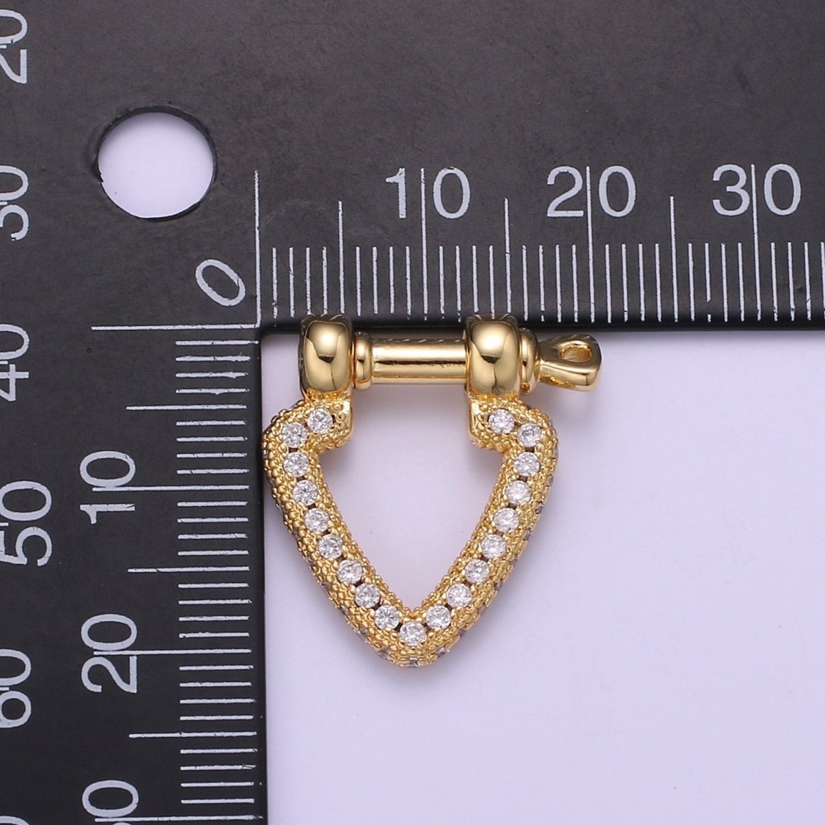 Micor pave Clasp Gold Filled Screw clasp lock, Anchor Shackle, Gold Triangle Cz Bracelet Necklace Clasp Sailor Bracelet Clasp Supply L-260 - DLUXCA