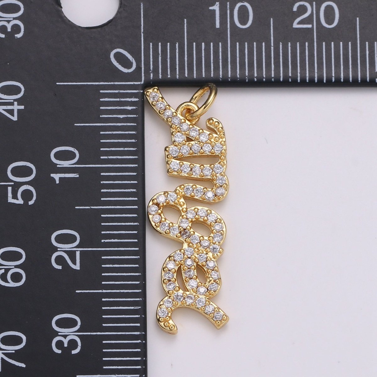 Micro Pave 14k Gold Filled Angel Script Words Charm for Dainty Angel Bracelet Necklace Earring Pendant Component Diy Jewelry Making SupplyC-403 - DLUXCA