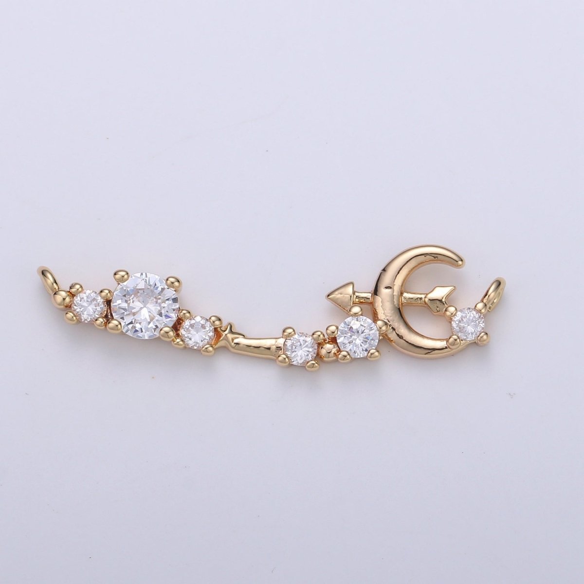 Micro Pave 18k Gold Filled Link Connector Dainty moon Charm crescent moon Connector for Bracelet Necklace Jewelry Making Supply F-548 - DLUXCA
