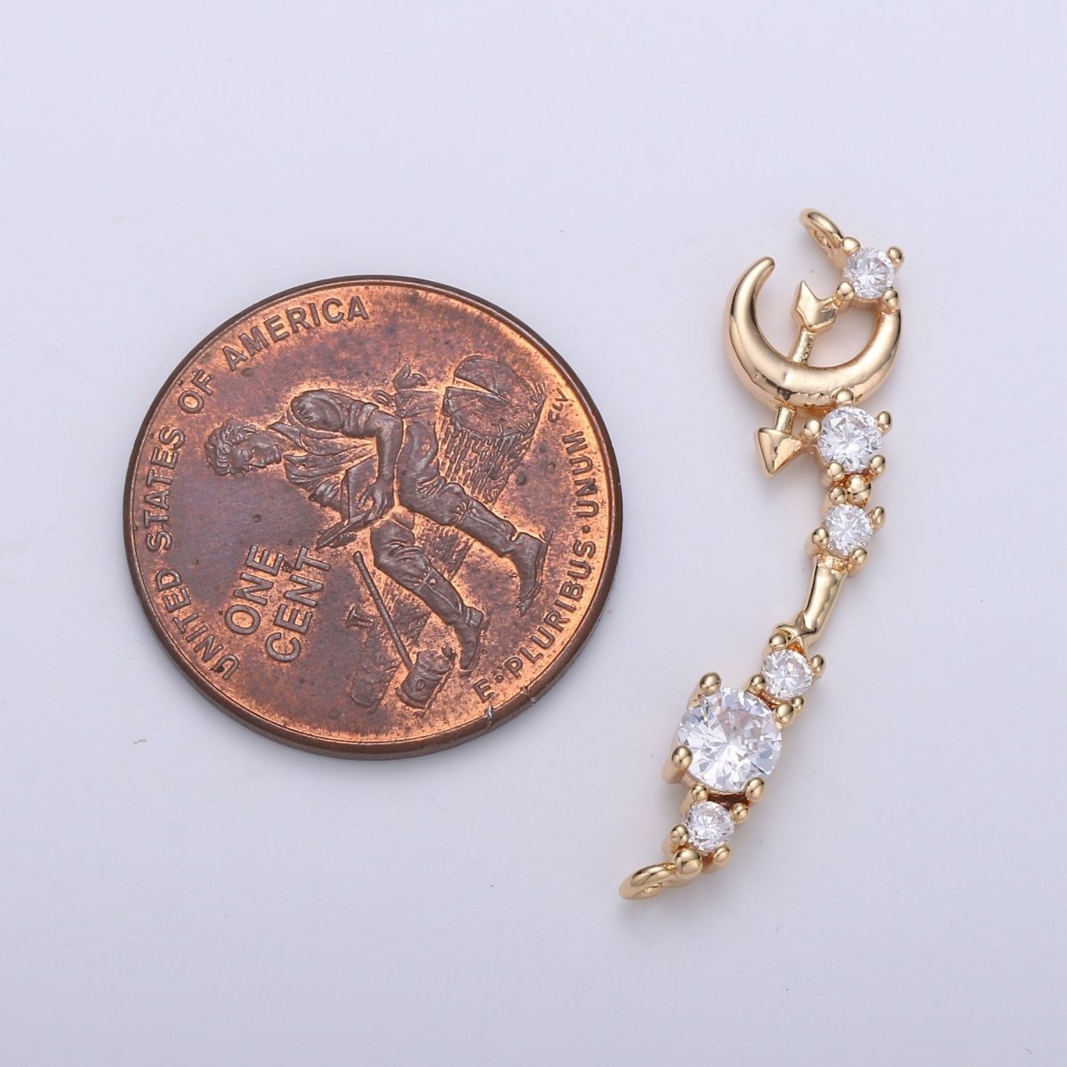 Micro Pave 18k Gold Filled Link Connector Dainty moon Charm crescent moon Connector for Bracelet Necklace Jewelry Making Supply F-548 - DLUXCA