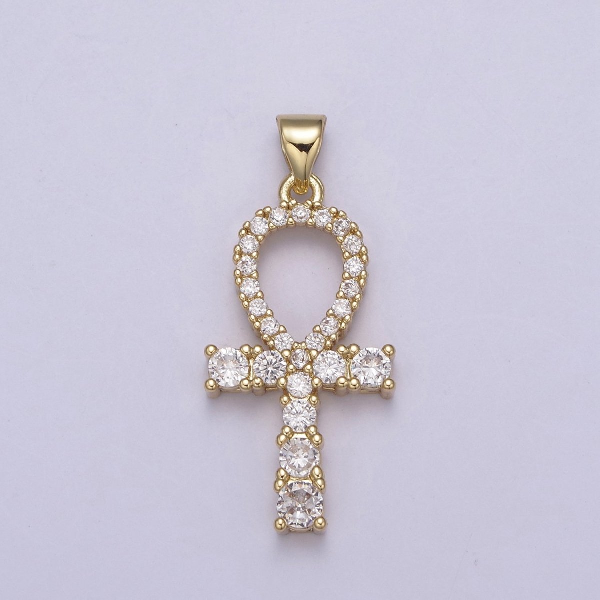 Micro Pave Ankh Pendant 14K Gold Filled Talisman Ankh Cross Charm For Wholesale and Jewelry Supplies H-724 - DLUXCA