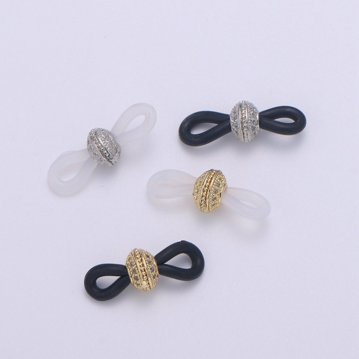 Micro Pave Beads Gold Face Mask cord tip Chain Facemask, glasses, silicone connector, eyewear accessories, jewelry manufacturing K-442 K-443 K-621 K-622 - DLUXCA