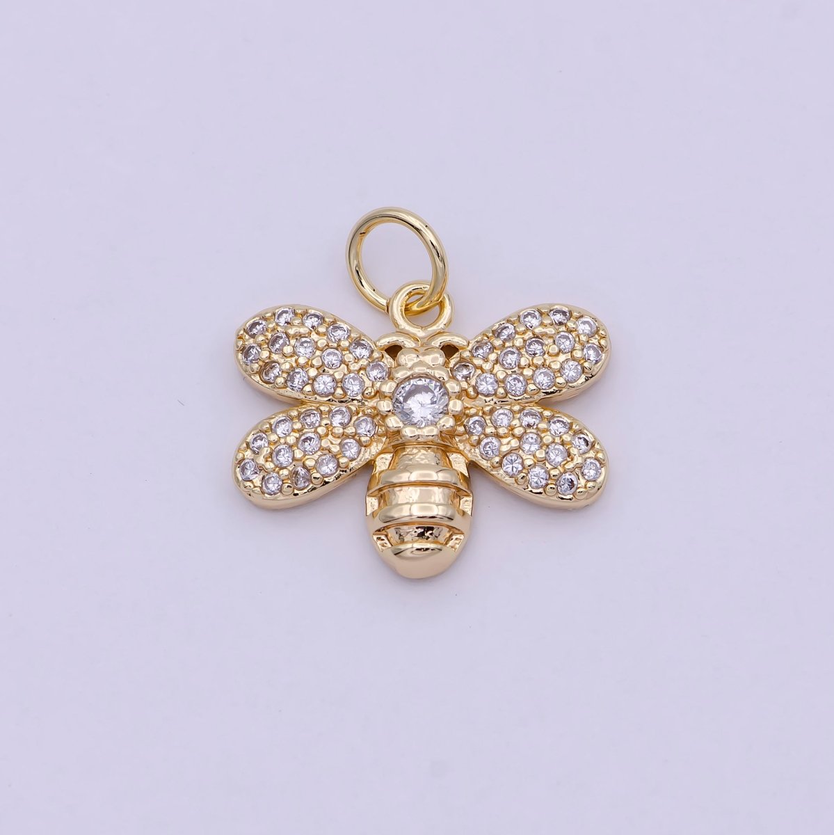 Micro Pave Bee Charms 24k Gold Filled Cubic insect charm for Bracelet Earring Necklace Component C-762 - DLUXCA