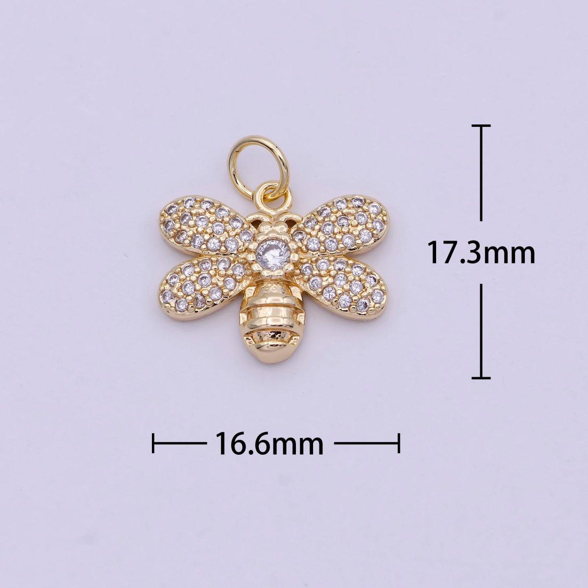 Micro Pave Bee Charms 24k Gold Filled Cubic insect charm for Bracelet Earring Necklace Component C-762 - DLUXCA