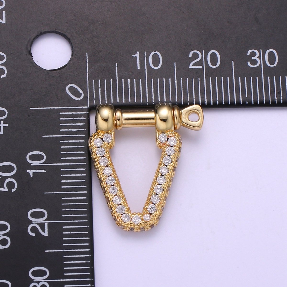 Micro Pave Bracelet Closure, Horseshoe Clasp, Shackle and Screw, 14k Gold Bracelet Clasp, Horseshoe Shackle, Necklace Hardware L-261 - DLUXCA