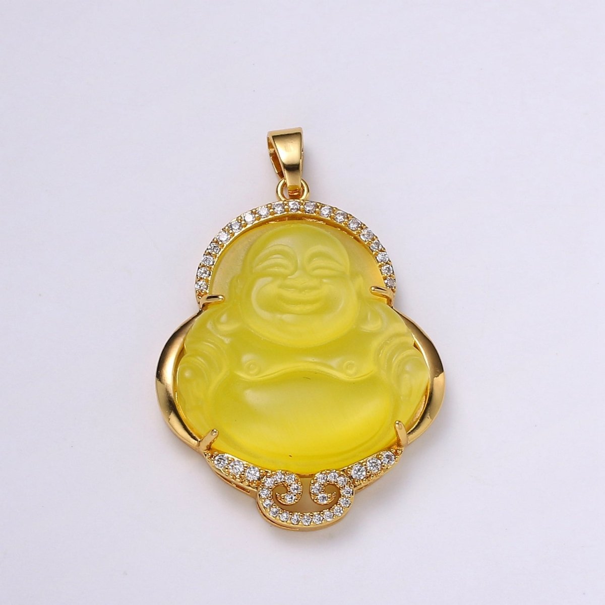 Micro Pave Buddha 24k Gold Filled Buddha Pendant Gold Buddha Charm for Necklace Laughing Buddha for Religious Jewelry Making Supply Trend O-138 ~ O-146 - DLUXCA