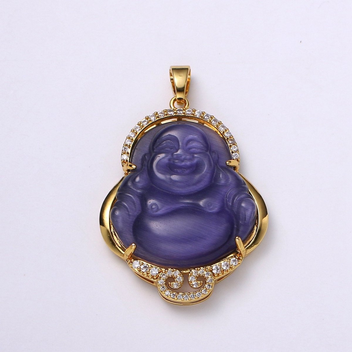 Micro Pave Buddha 24k Gold Filled Buddha Pendant Gold Buddha Charm for Necklace Laughing Buddha for Religious Jewelry Making Supply Trend O-138 ~ O-146 - DLUXCA