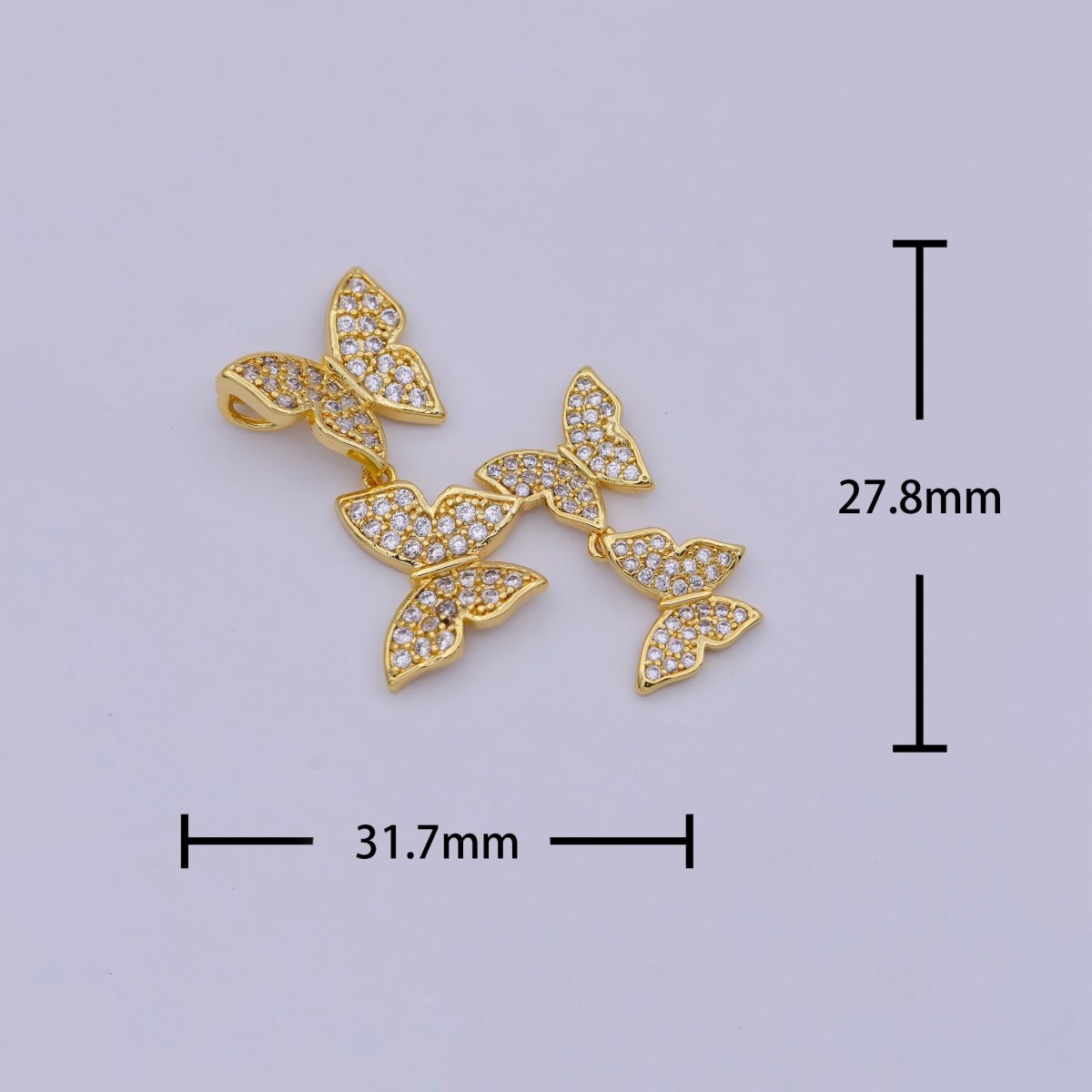 Micro Pave Butterfly Charm Dainty Monarch Butterfly Pendant in 18K Gold Filled Hoop Earring Necklace Pendant for Jewelry Making E-293 - DLUXCA