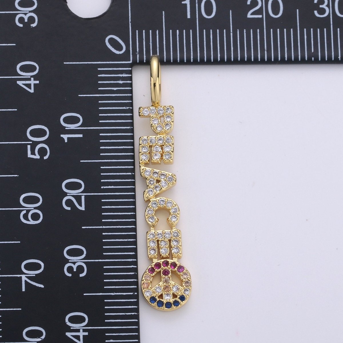 Micro Pave Charm 14k Gold Filled Peace Letter Charm Dangle Earrings Statement Necklace Jewelry Component Supply D-096 - DLUXCA