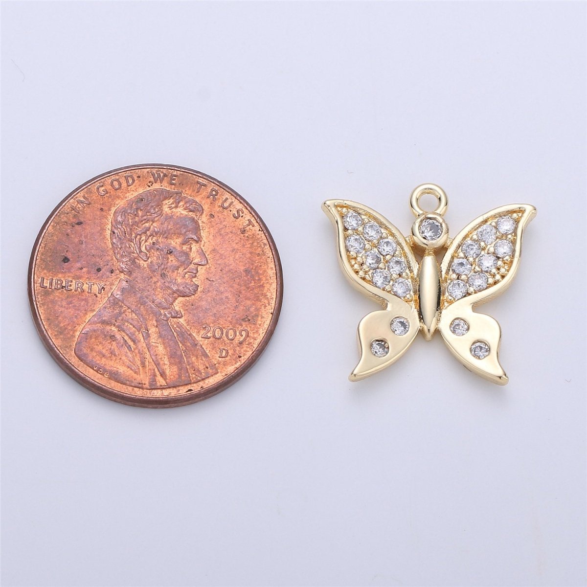 Micro Pave Charm Dainty Butterfly Charm Gold Butterfly Pendant for Necklace Bracelet Earring Charm, C-599 - DLUXCA