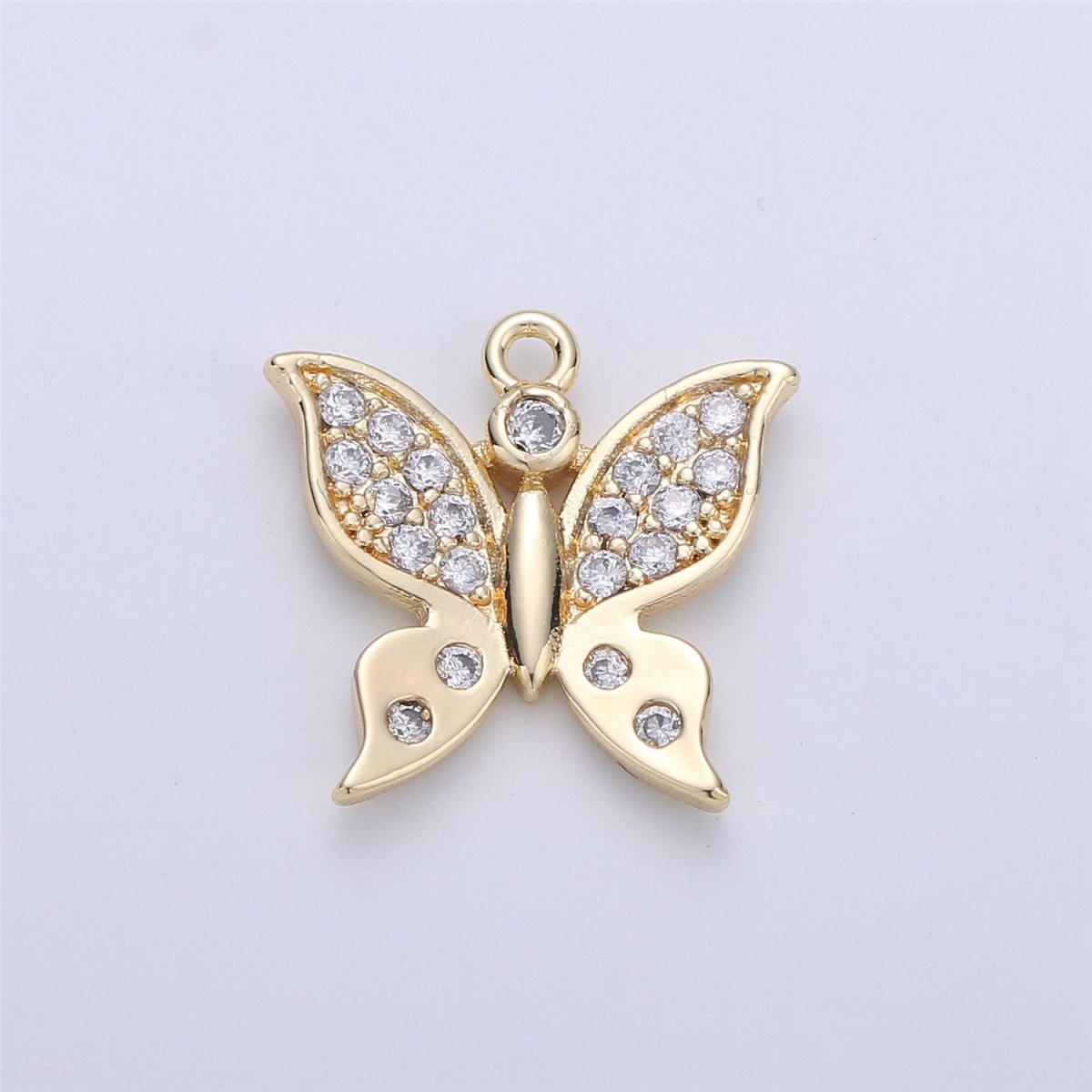 Micro Pave Charm Dainty Butterfly Charm Gold Butterfly Pendant for Necklace Bracelet Earring Charm, C-599 - DLUXCA