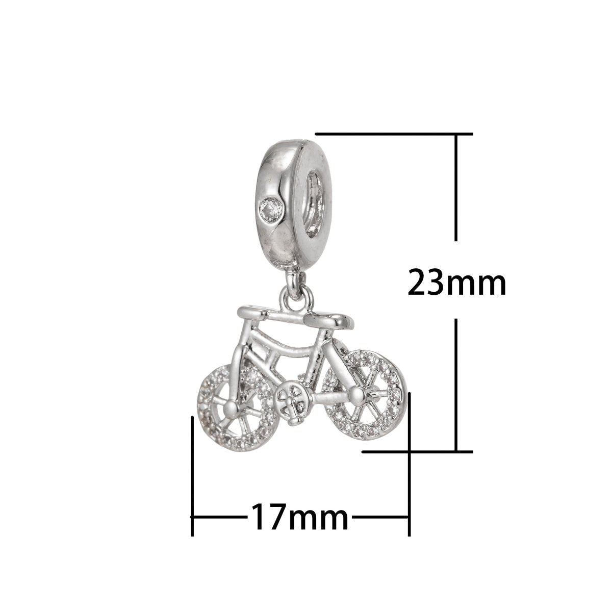 Micro pave charm pendant /CZ charm/Clear Cubic Zirconia charms in Silver for Bracelet Necklace Component I-198 - DLUXCA