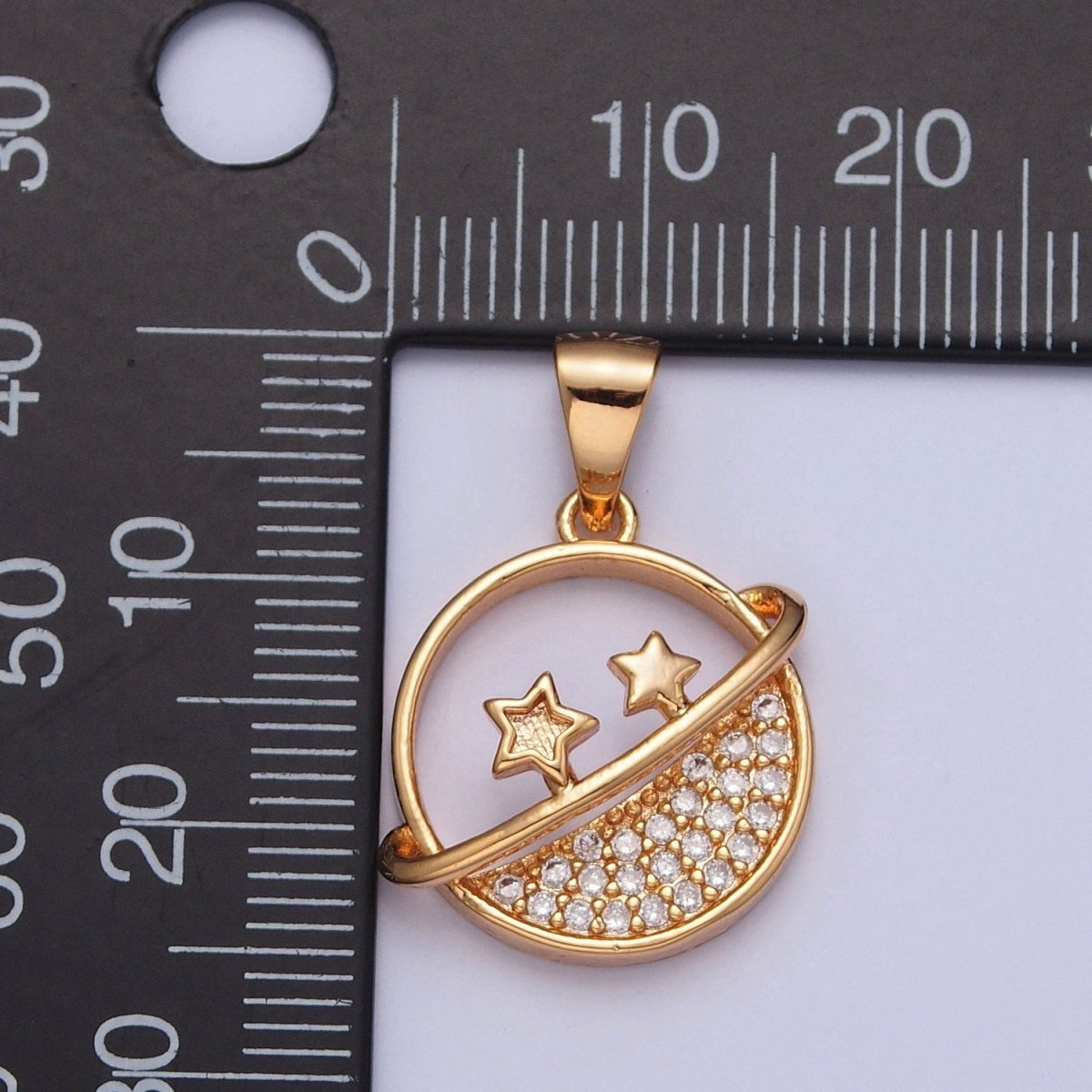 Micro Pave Clear Cubic Zirconia Celestial Space Star For Necklace Making, X-373 - DLUXCA