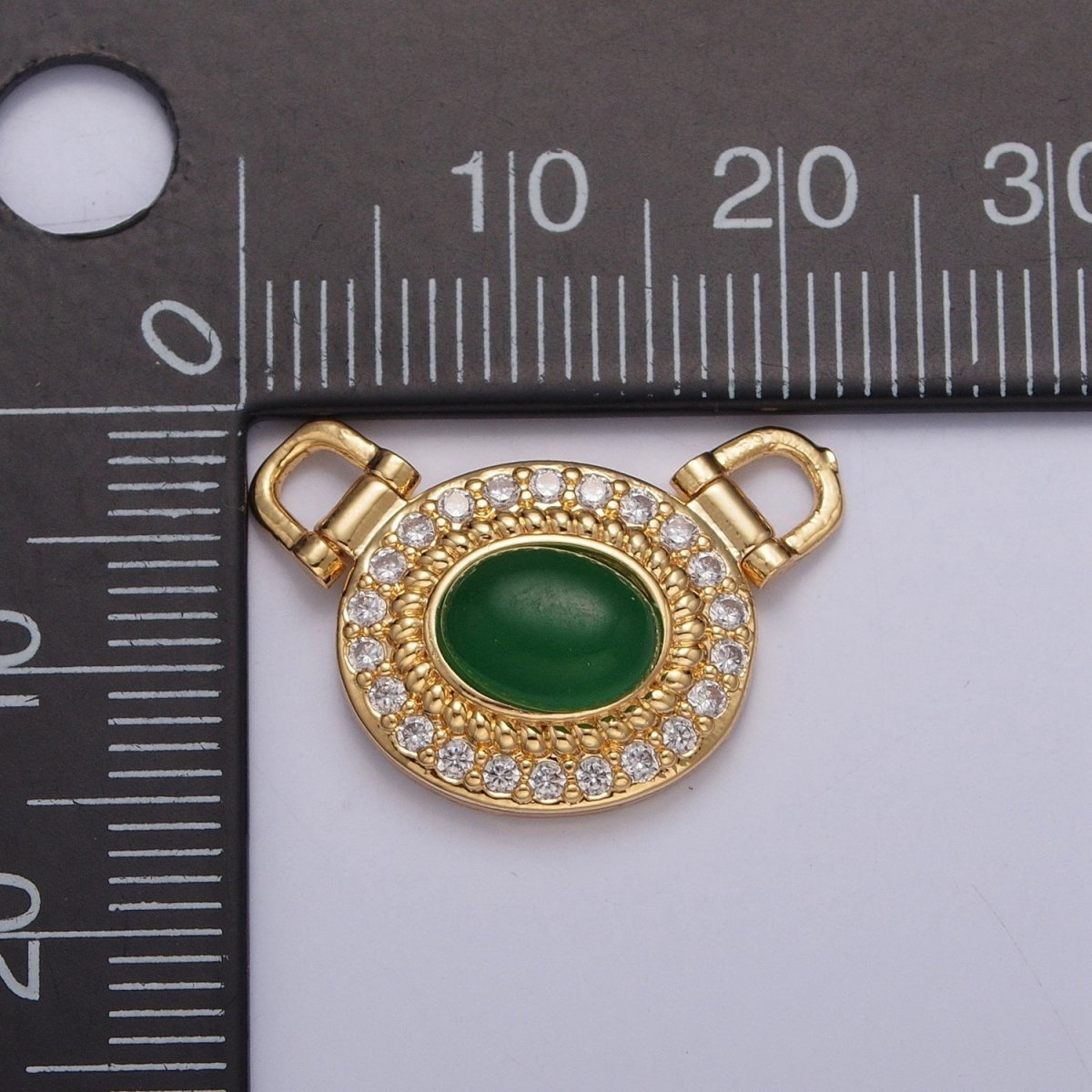 Micro Pave Clear CZ Green Stone Connector G-913 - DLUXCA