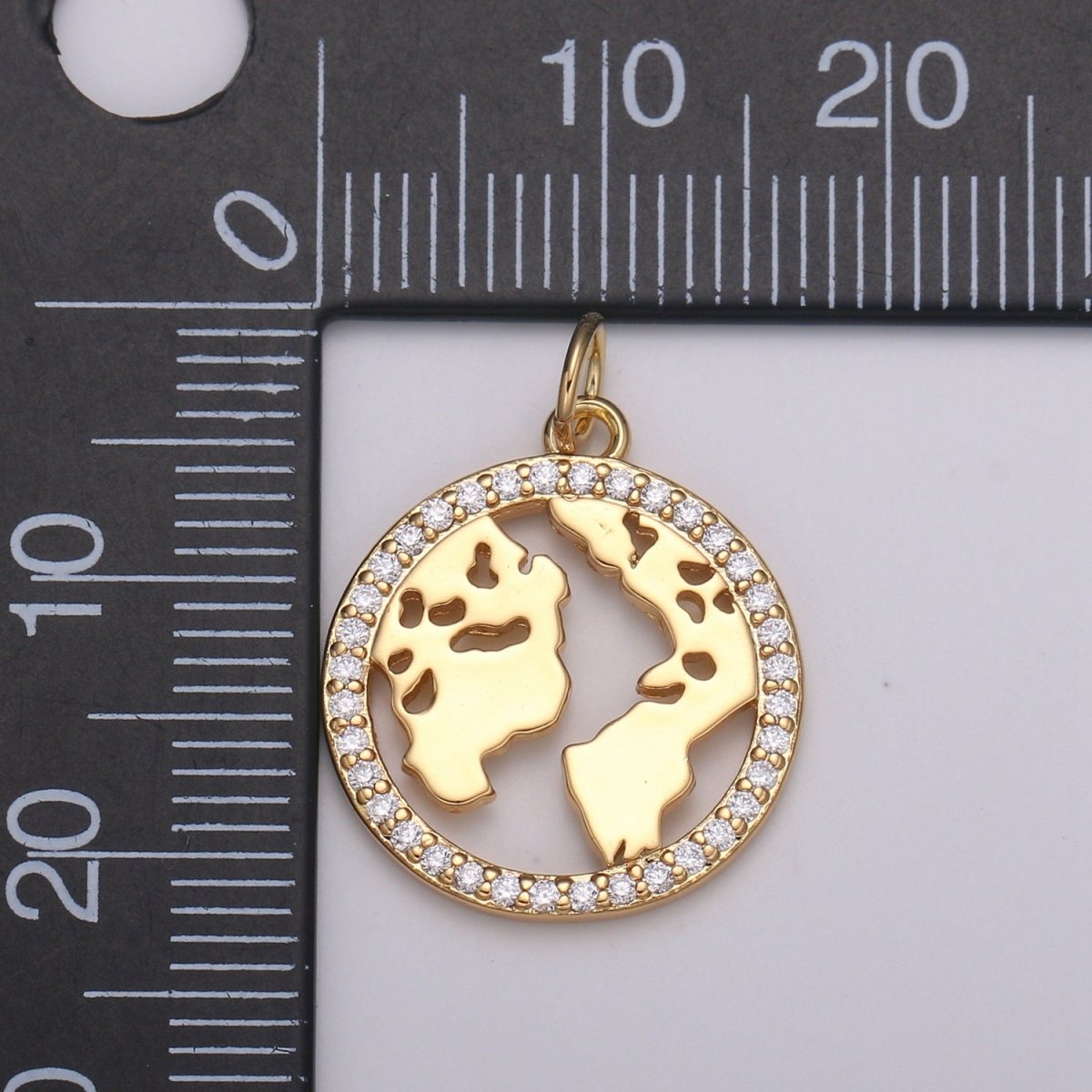 Micro Pave Clear CZ Planet of the Universe Pendant 18K gold Charm, Star Galaxy, World Continent DIY Jewelry Necklace E-590 E-598 - DLUXCA