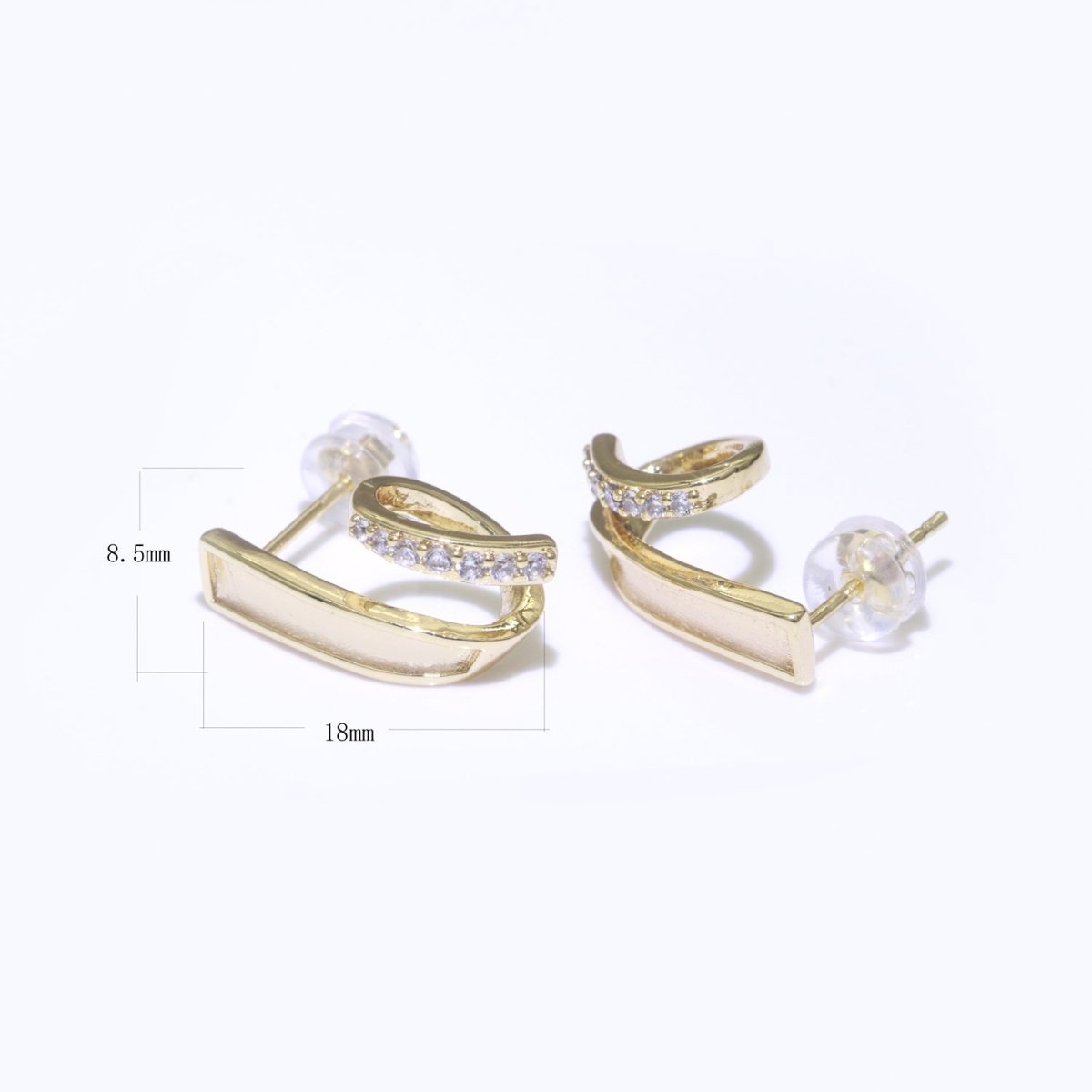 Micro Pave Clear Cz Stud Earring in Gold Filled Twist Stud Earring T-059 - DLUXCA