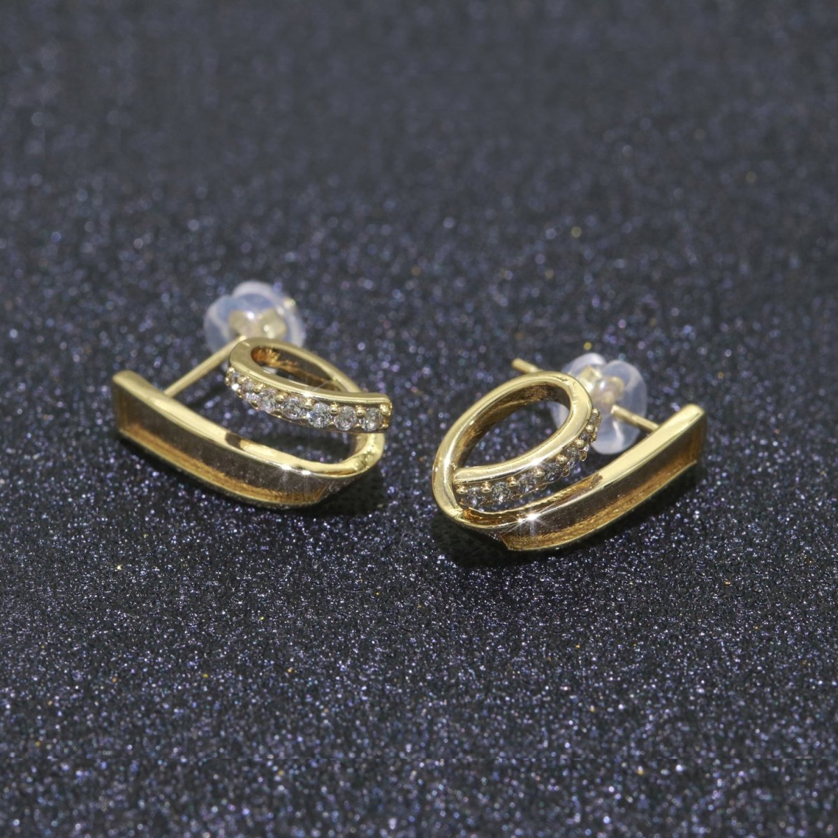 Micro Pave Clear Cz Stud Earring in Gold Filled Twist Stud Earring T-059 - DLUXCA