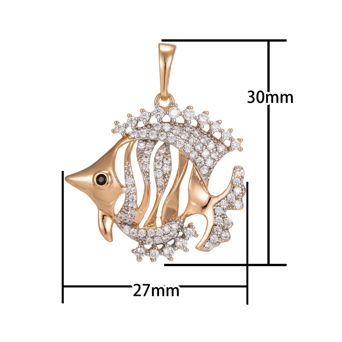 Micro Pave Clown Fish Pendant in 18K Gold Filled Charm Cubic Fish Charm Animal Pendant Jewelry for Necklace Component I-253 - DLUXCA