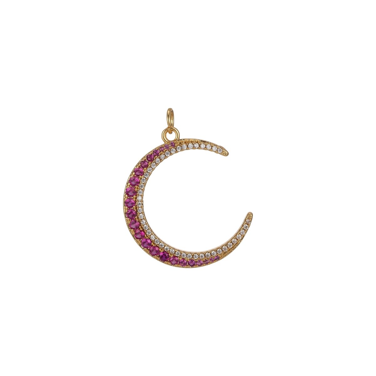 Micro Pave Crescent Moon Charm for Celestial Pendant Jewelry Making E-930 E-931 - DLUXCA