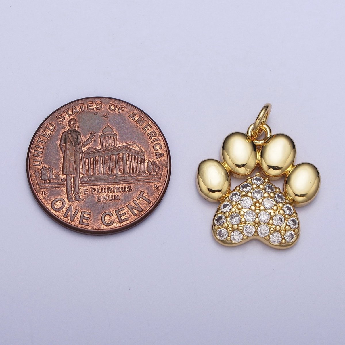 Micro Pave Cubic Zirconia Gold Animal Pawprint Charm For Jewelry Making AG-116 - DLUXCA