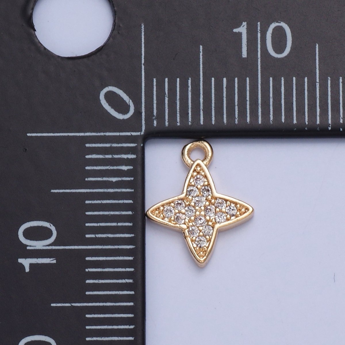 Micro Pave Cubic Zirconia North Star Charm For Jewelry Making, X-026 - DLUXCA