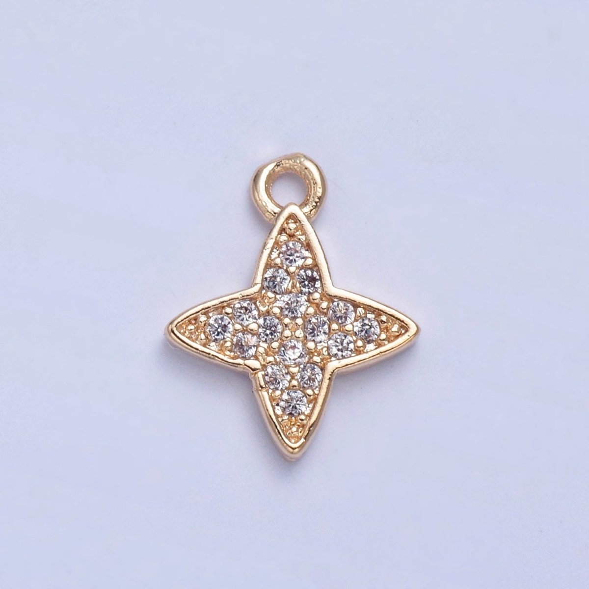 Micro Pave Cubic Zirconia North Star Charm For Jewelry Making, X-026 - DLUXCA