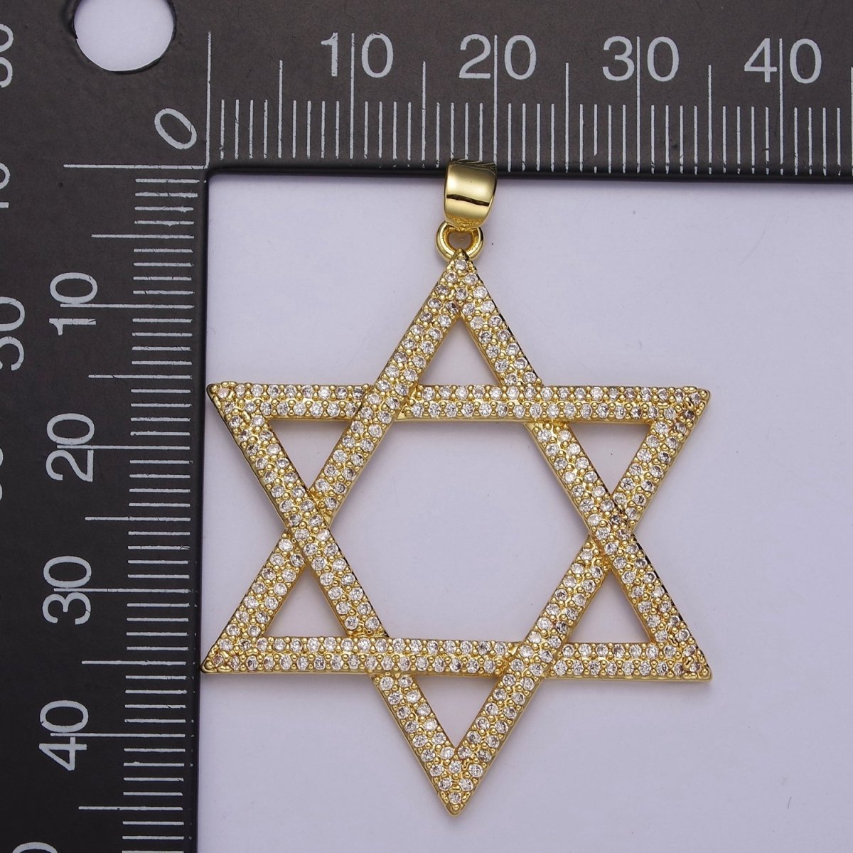 Micro Pave Cubic Zirconia Star of David Pendant Jewelry For Jewish Religious Necklace Making, J-759 - DLUXCA