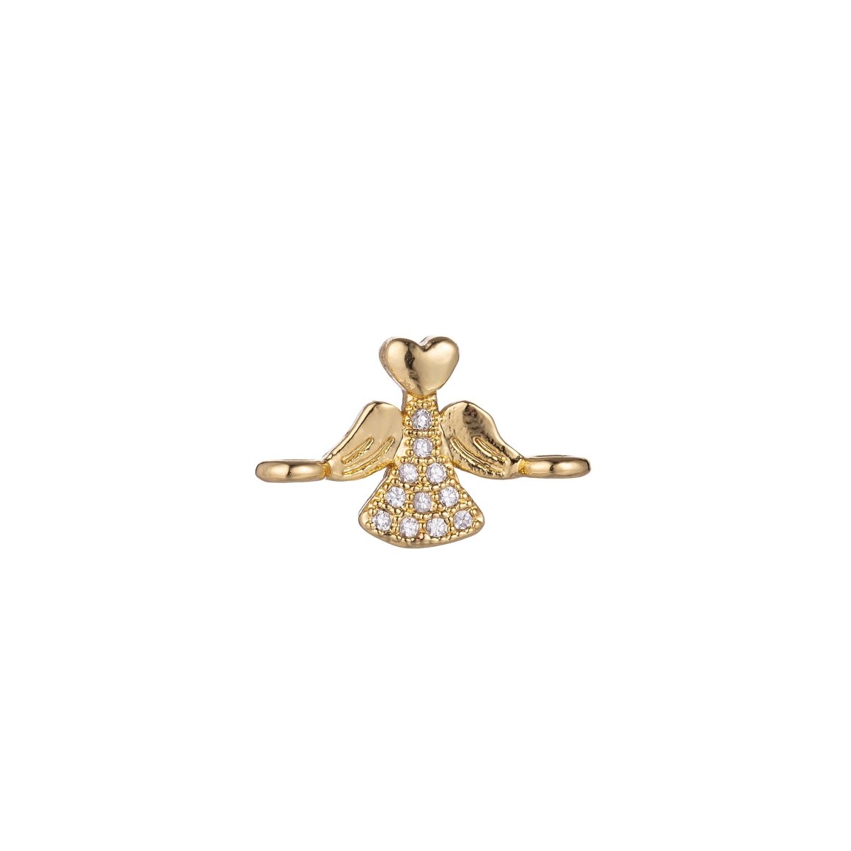Micro Pave CZ Charm 18K Gold Filled Heart Angel Bracelet Charm Bead Finding Connector for earring Necklace Jewelry Making F-223 - DLUXCA