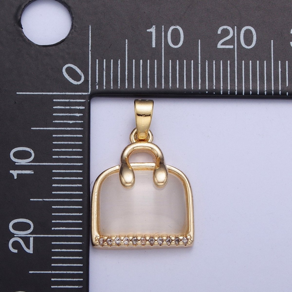 Micro Pave CZ Clear Tiger Eye Purse Suitcase Travel Bag Pendant For Bracelet Necklace Component | X-467 - DLUXCA