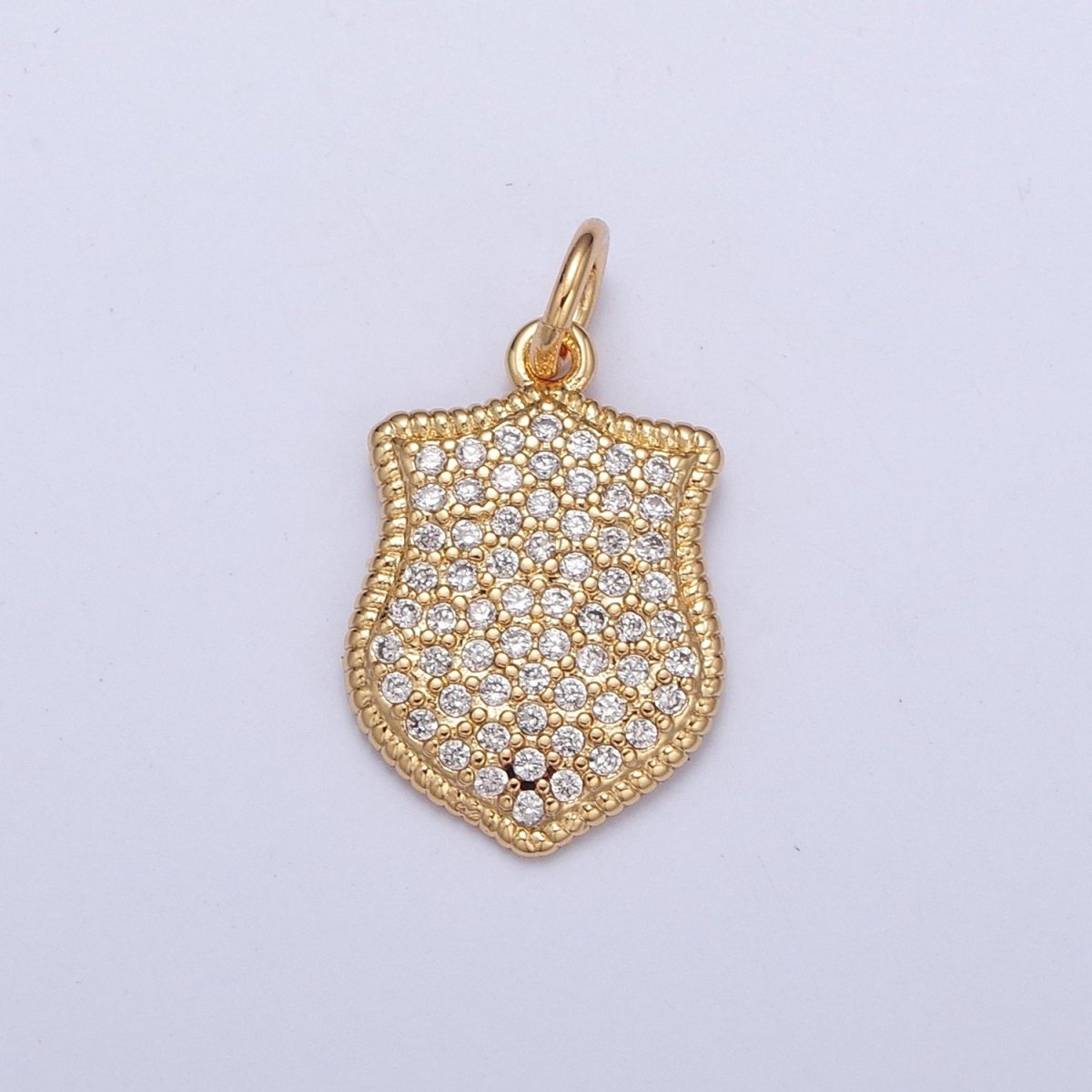 Micro Pave CZ Crest Shield Geometric Charm | X-116 - DLUXCA