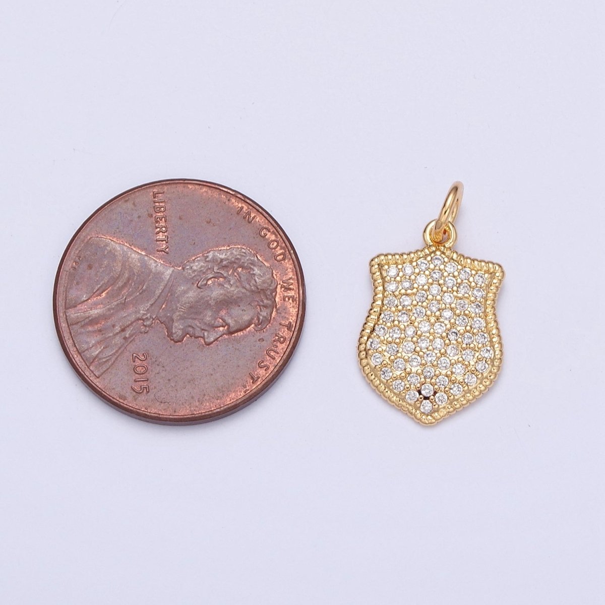 Micro Pave CZ Crest Shield Geometric Charm | X-116 - DLUXCA