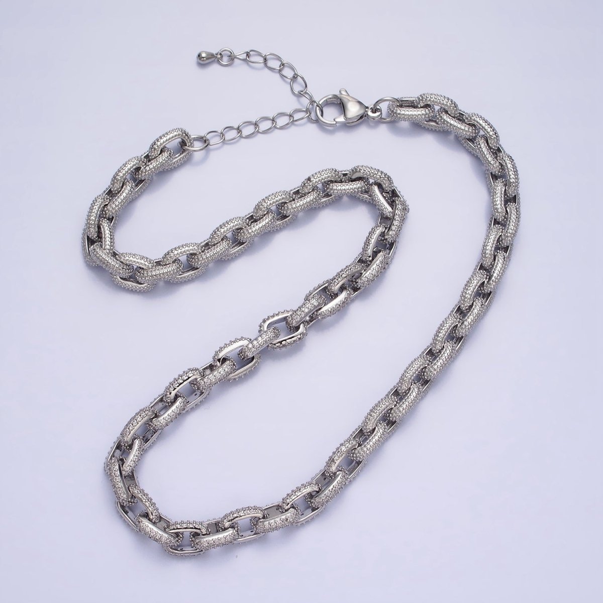 Micro Pave CZ Diamond Link Chain Necklace 24K Gold Filled Necklace Statement Jewelry | WA-1694 WA-1695 Clearance Pricing - DLUXCA