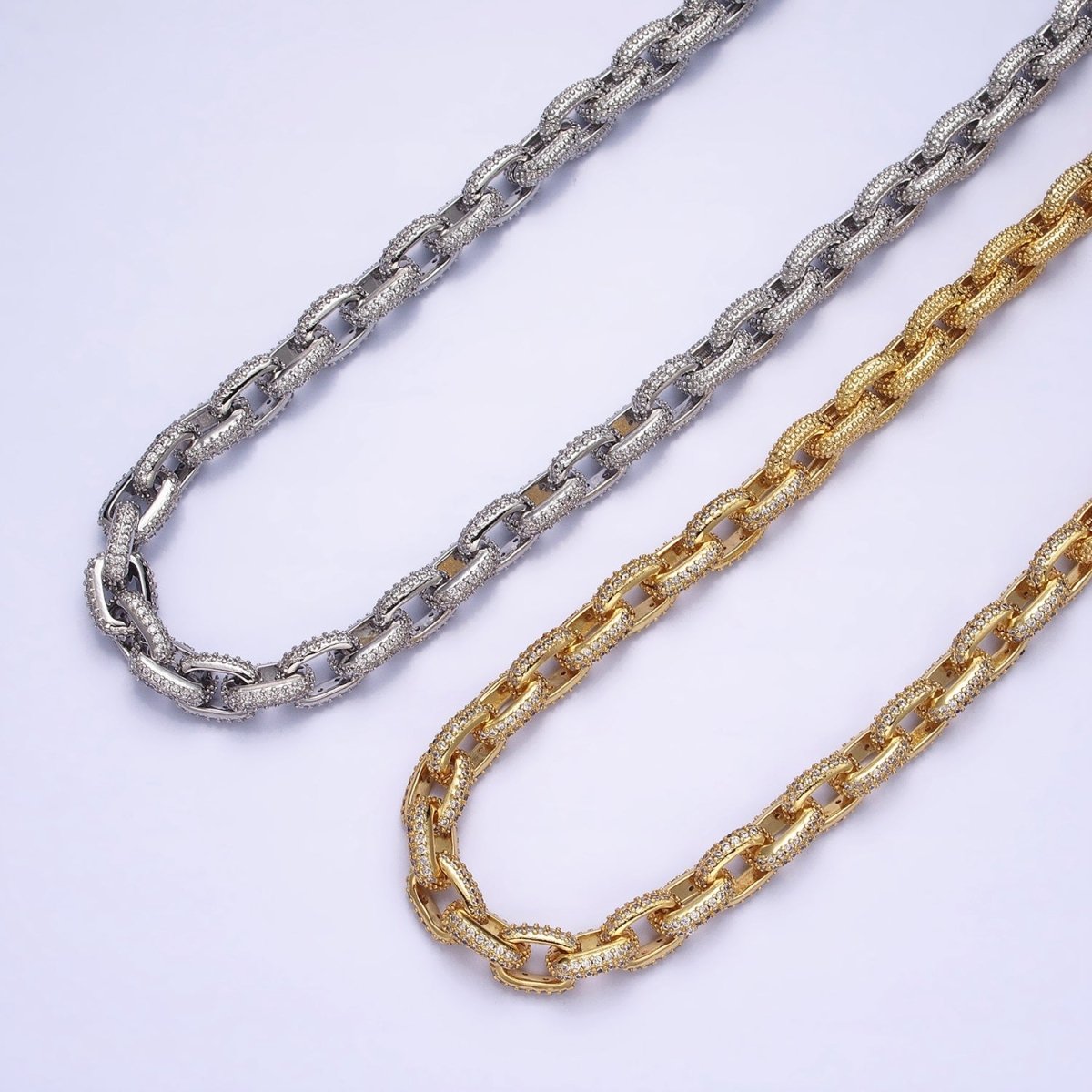 Micro Pave CZ Diamond Link Chain Necklace 24K Gold Filled Necklace Statement Jewelry | WA-1694 WA-1695 Clearance Pricing - DLUXCA