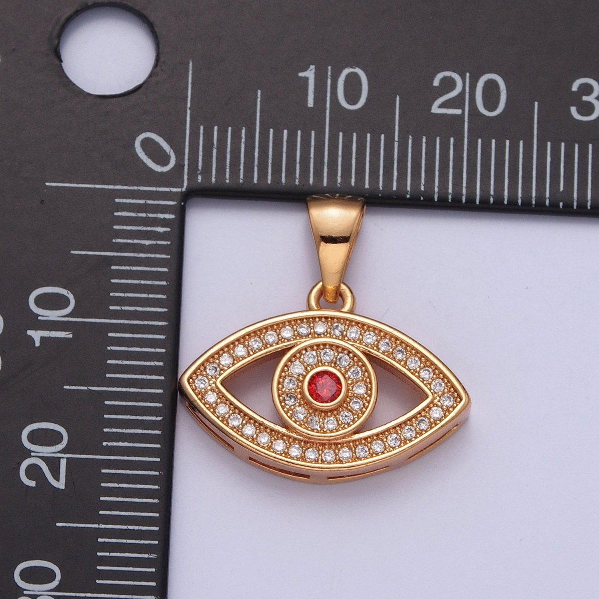 Micro Pave CZ Evil Eye Pendant, Protection Eye of Ra Charm For Jewelry Making X-369 - DLUXCA