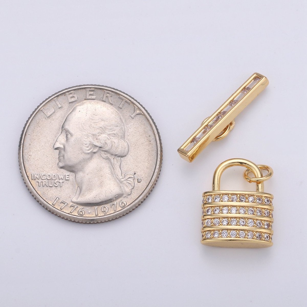 Micro Pave CZ Toggle Clasps, T-Bar, Clasp Connector, Padlock Toggle Clasp, Silver Toggle Clasps Rose Gold Cubic Clasp Jewelry Making, K-526 K-527 - DLUXCA