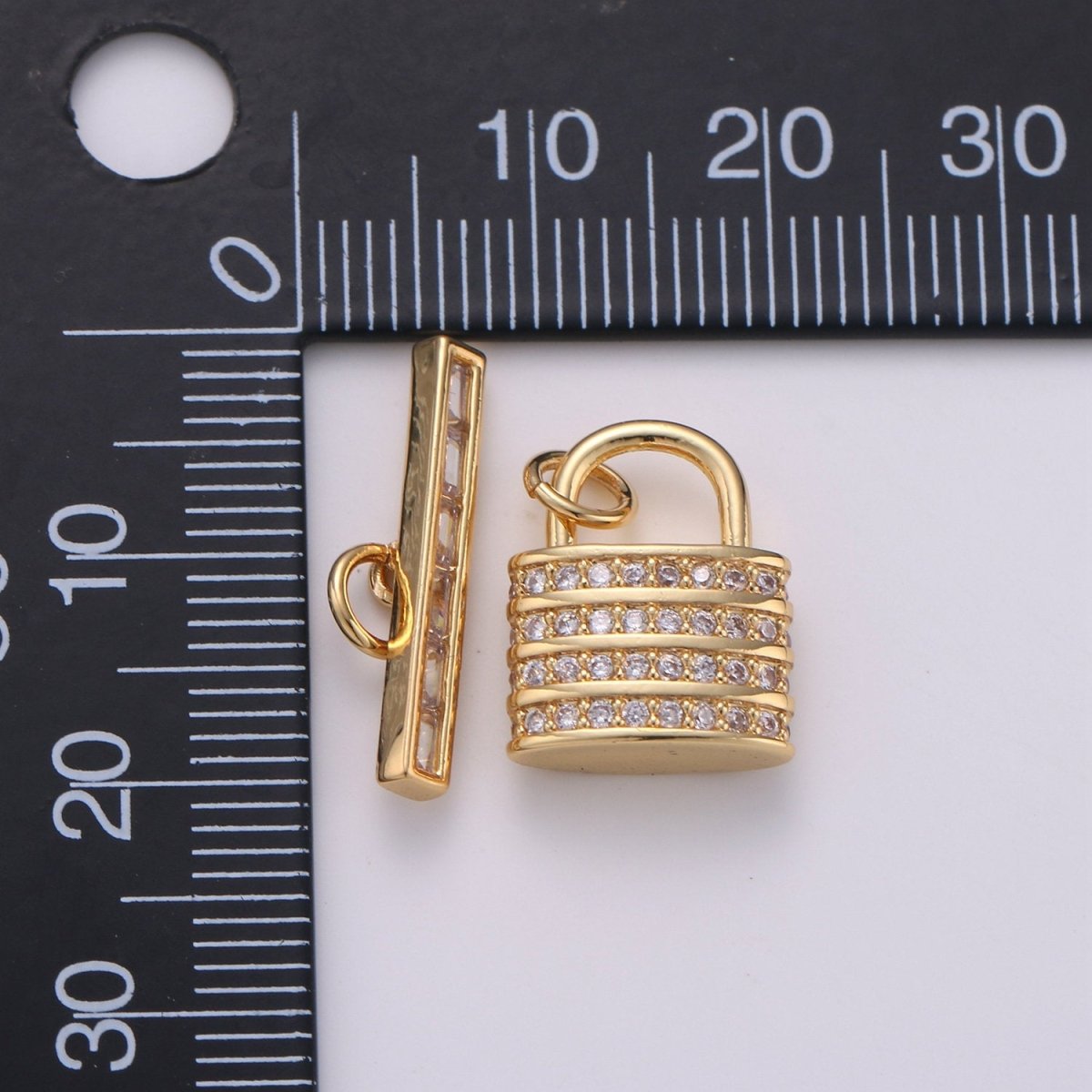 Micro Pave CZ Toggle Clasps, T-Bar, Clasp Connector, Padlock Toggle Clasp, Silver Toggle Clasps Rose Gold Cubic Clasp Jewelry Making, K-526 K-527 - DLUXCA