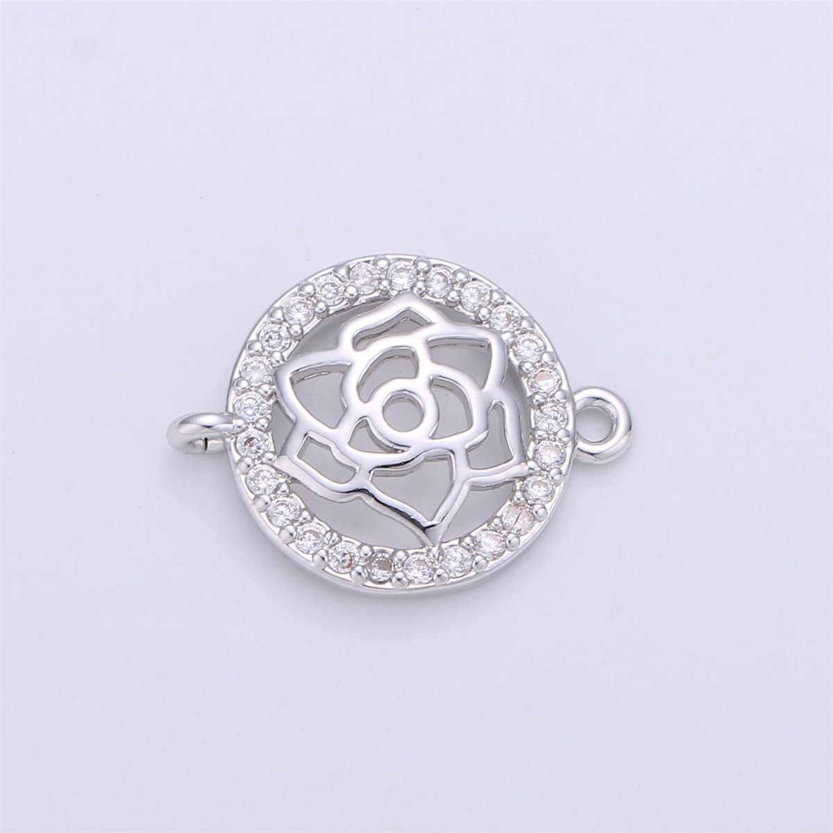 Micro Pave Dainty Rose Connectors Filigree Flower Charms in 14K Gold Filled for Bracelet Jewelry Supplies Component F-325 - DLUXCA