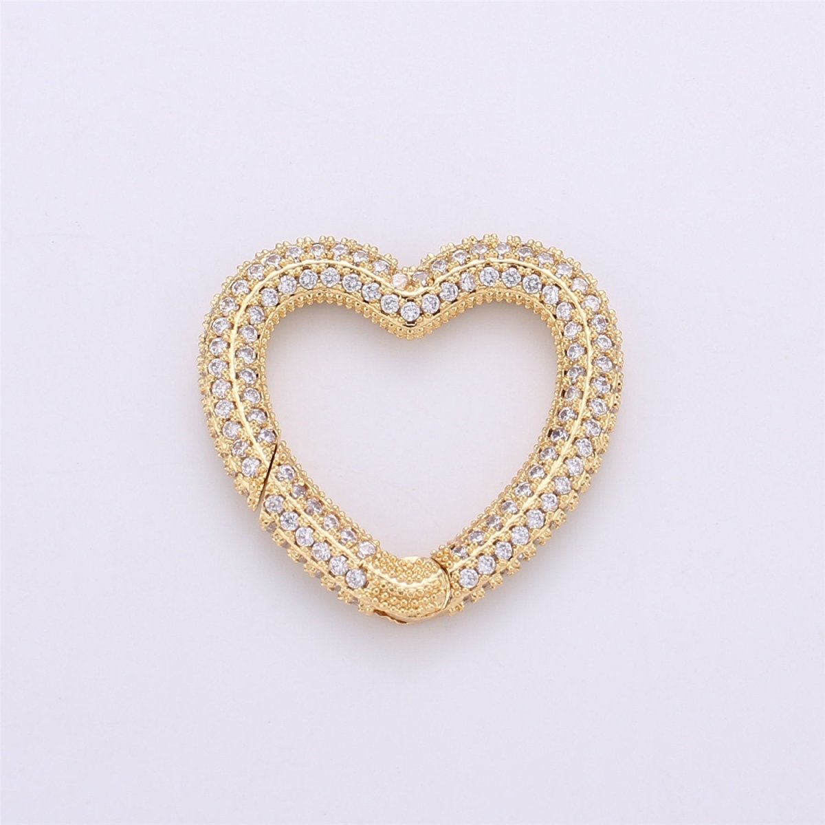 Micro Pave Diamond Heart w/ Screw Mechanism Clasp, Gold Silver Black Rose Gold Carabiner Snap Lock Supply for heavier chain connector L-256 L-257 K-366 - K-368 - DLUXCA