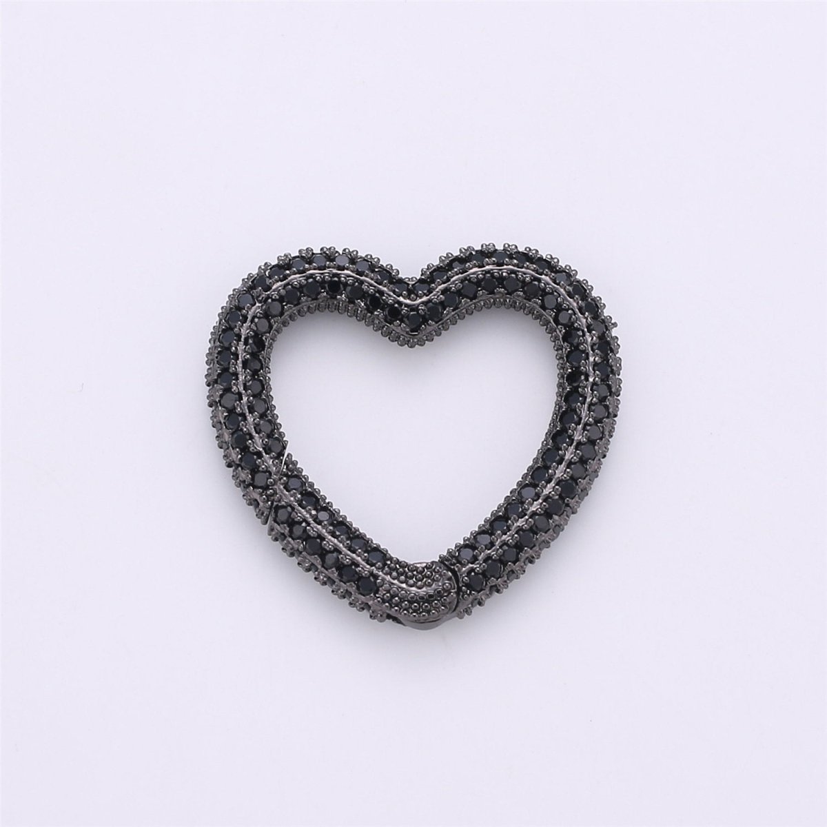 Micro Pave Diamond Heart w/ Screw Mechanism Clasp, Gold Silver Black Rose Gold Carabiner Snap Lock Supply for heavier chain connector L-256 L-257 K-366 - K-368 - DLUXCA