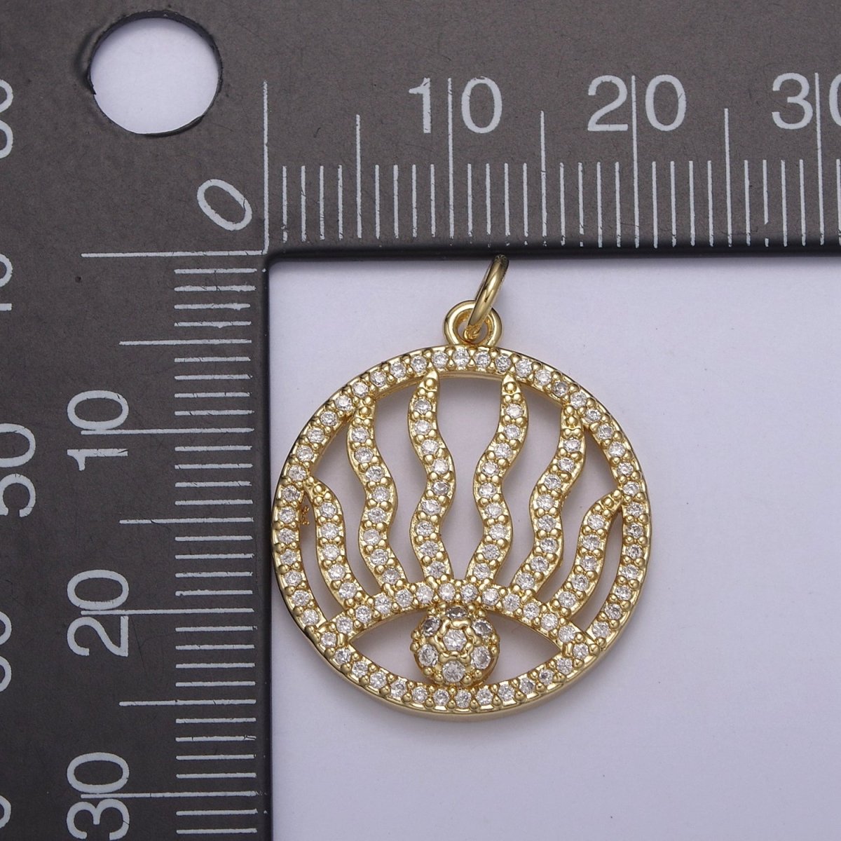 Micro Pave Evil Eye Charm Medallion Cubic Zirconia Coin Charm in 14k Gold Filled for Minimalist Jewelry N-801 - DLUXCA