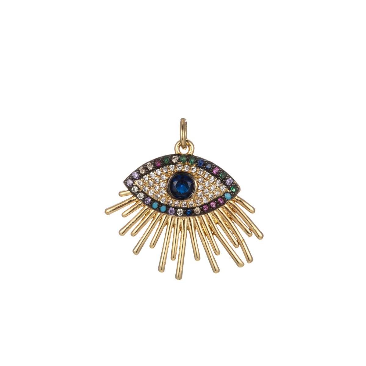 Micro Pave Evil Eye Charms Protection Jewelry Cubic Greek Eye of Ra Charm Jewelry Gold Pendant Necklace Earrings Medallion E-822 - DLUXCA