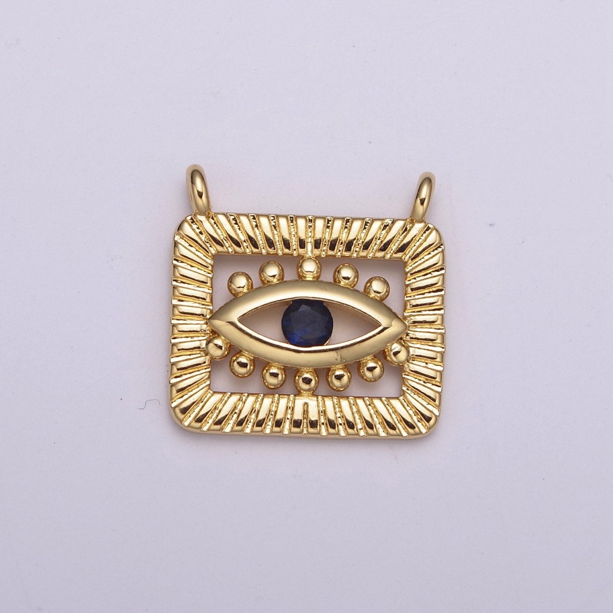 Micro Pave Evil Eye Connector Gold Square Eye Connector for Necklace Charm Link Connector N-107 - DLUXCA
