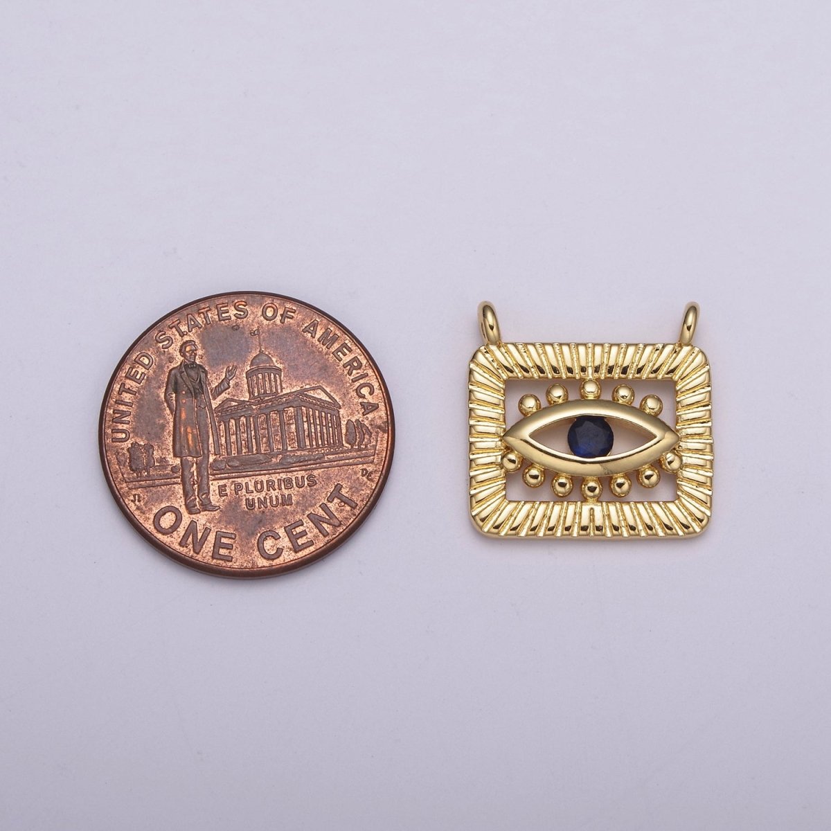 Micro Pave Evil Eye Connector Gold Square Eye Connector for Necklace Charm Link Connector N-107 - DLUXCA