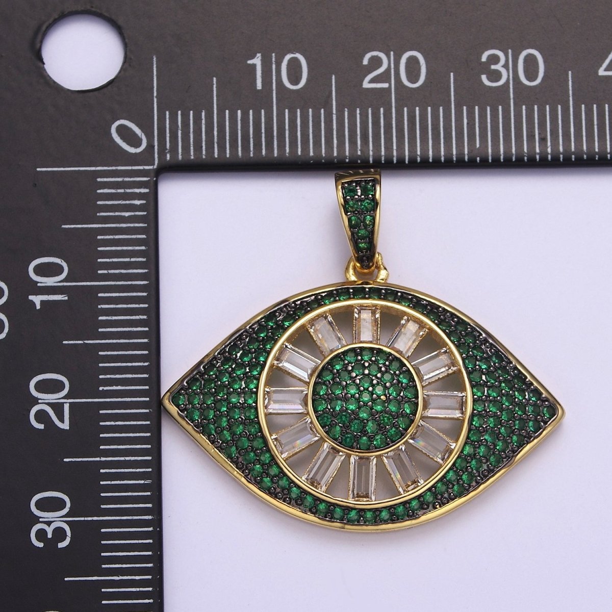 Micro Pave Evil Eye Pendant, Lucky Eye Shaped Pave Pendant, Gold Filled Protection Eye charm J-725 J-726 J-728 J-729 J-732 - DLUXCA