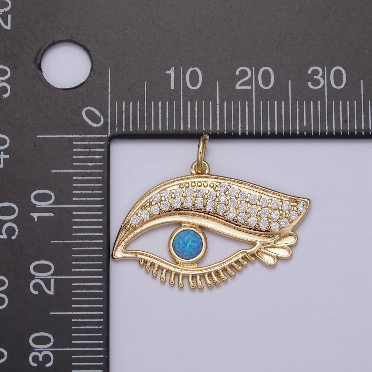 Micro Pave Eye Pendant Necklace in 18k Gold Filled Charm N-854 - DLUXCA